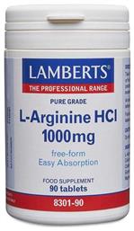 L-Arginine HCl 1000mg 90 Ταμπλέτες Unflavoured Lamberts