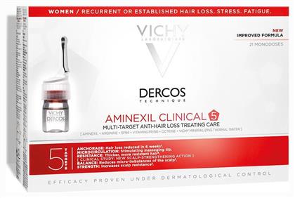 Dercos Technique Aminexil Clinical 5 Αμπούλες Μαλλιών κατά της Τριχόπτωσης για Γυναίκες 21x6ml Vichy